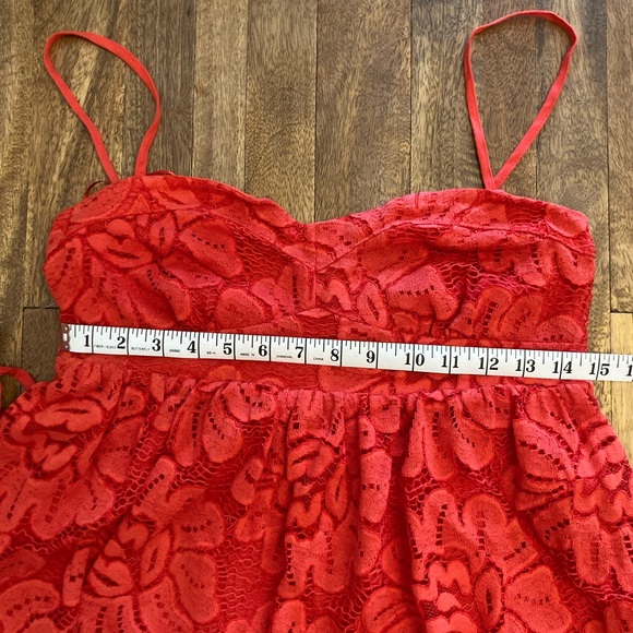 NWT Anthropologie Maeve Convertible Strapless Red Lace Mini Dress, Sz M - Picture 6 of 9